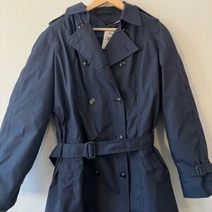 US Air Force All Weather Trench Coat Womens 16L Navy Blue Belted Removable Liner